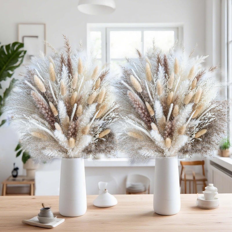 FloraDream 300PCS Natural Pampas Grass Decor Bouquet | Boho Dried Floral Arrangement Centerpiece Table Decor Wedding Decor Rustic Decor (300PCS) - Image 1
