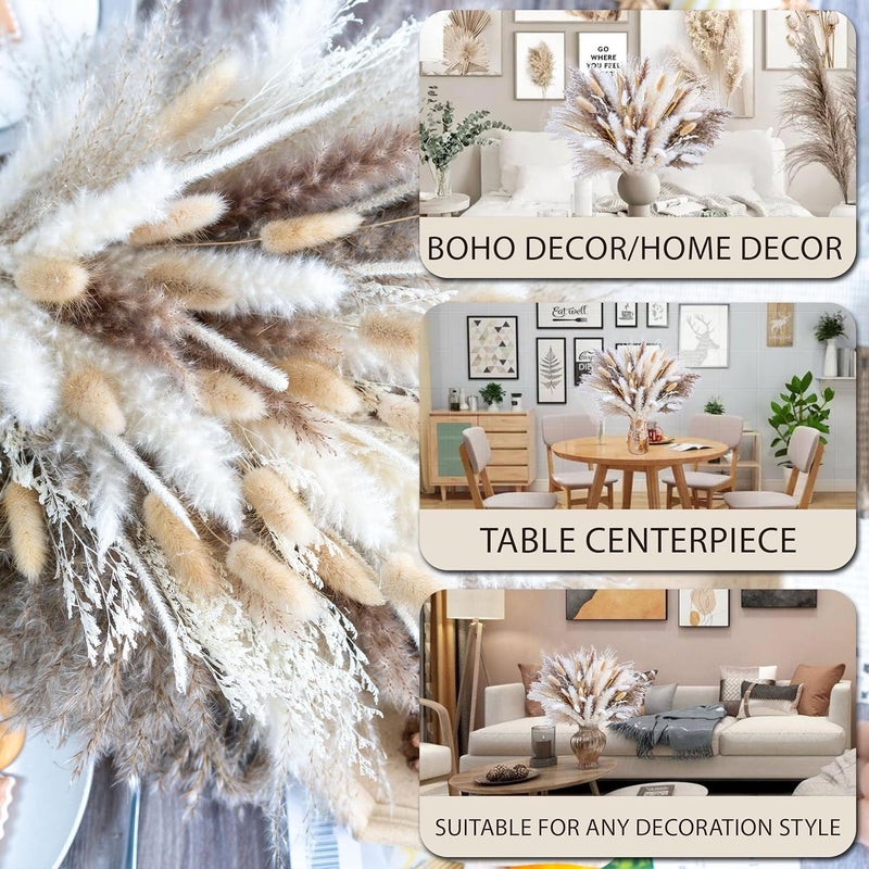 FloraDream 300PCS Natural Pampas Grass Decor Bouquet | Boho Dried Floral Arrangement Centerpiece Table Decor Wedding Decor Rustic Decor (300PCS) - Image 4