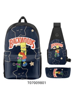 3-Piece Cartoon BACKWOODS 3D Print Backpack Set