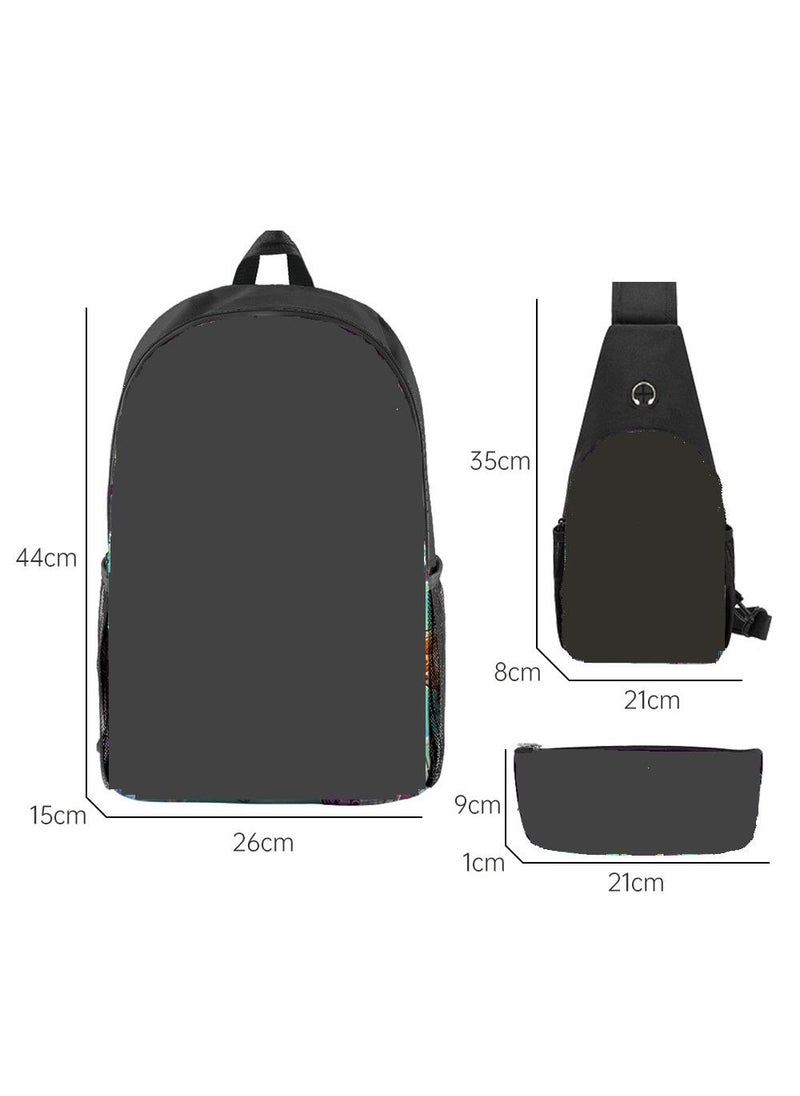 General - 3-Piece Cartoon BACKWOODS 3D Print Backpack Set - Image 1