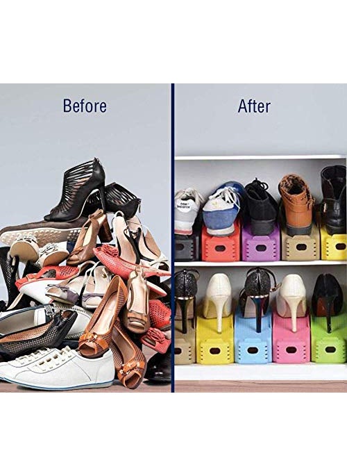 ENEI 365 ; Serve to Excellence ENEI 365 Serve to Excellence Adjustable Shoe Sandals Footwear Organizer Space Saver Rack Multicolored pack of 4  - Image 4