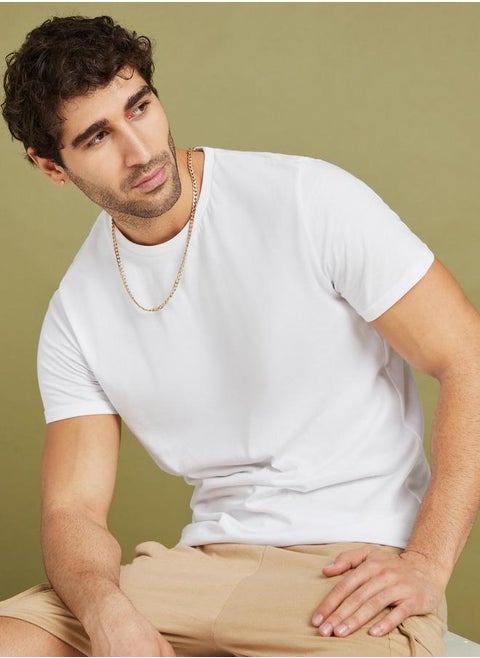 Solid Regular Fit Pure Cotton T-Shirt