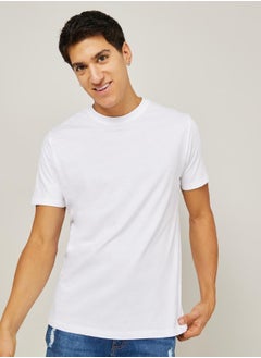 Styli Solid Regular Fit Pure Cotton T-Shirt  - Image 2