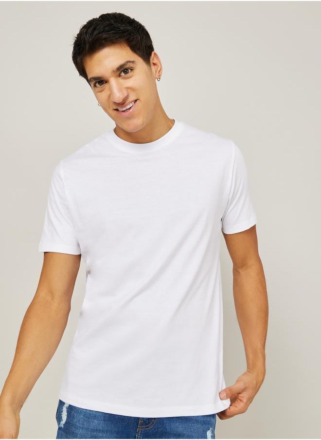 Styli - Solid Regular Fit Pure Cotton T-Shirt - Image 1