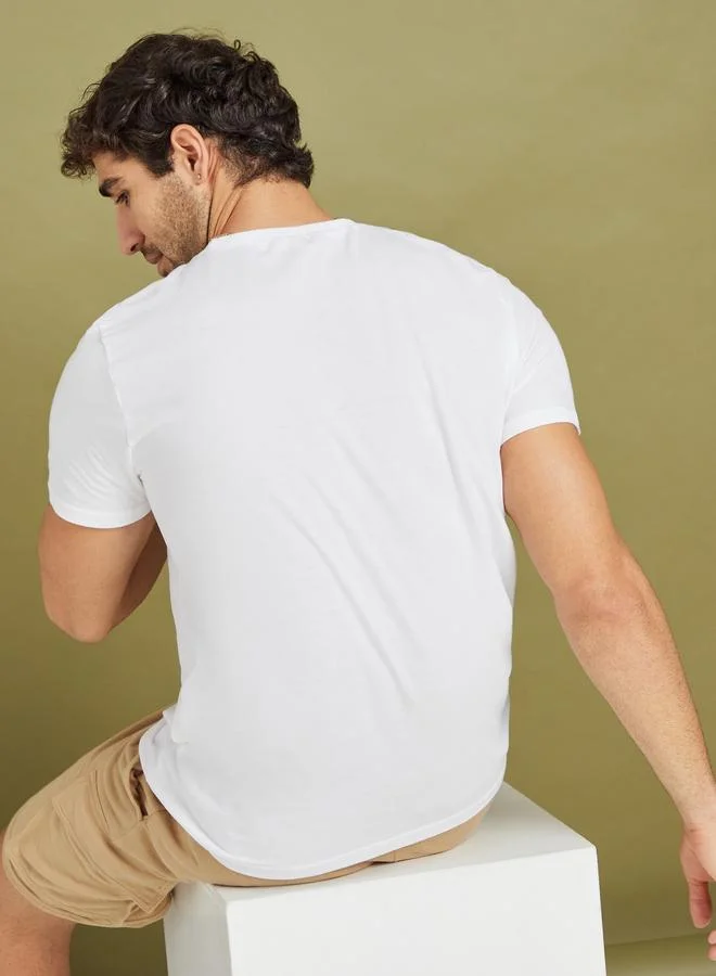 Styli Styli Solid Regular Fit Pure Cotton T-Shirt