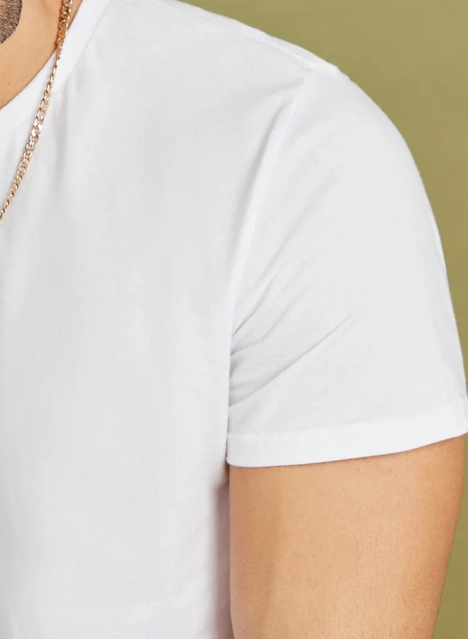 Styli Styli Solid Regular Fit Pure Cotton T-Shirt