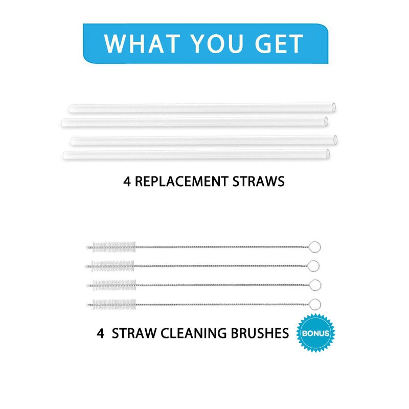 Flaskars 4-Pack Replacement Straws for Hydro Flask Wide Mouth Bottle Hydroflask Straw Lid, 4 BPA-FREE Straws and 4 Straw Cleaning Brushes - Image 5