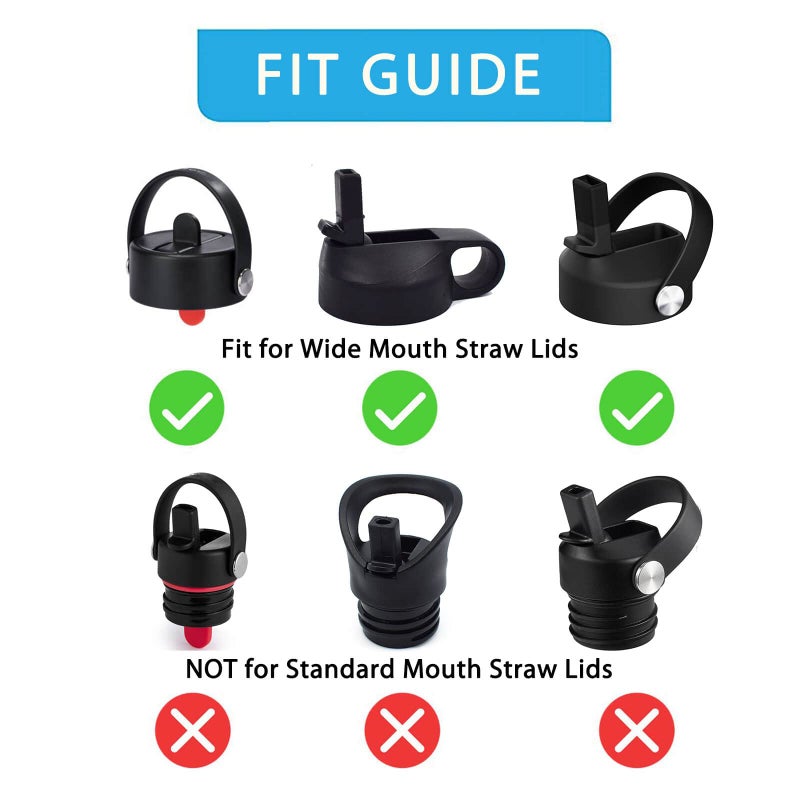 Flaskars 4-Pack Replacement Straws for Hydro Flask Wide Mouth Bottle Hydroflask Straw Lid, 4 BPA-FREE Straws and 4 Straw Cleaning Brushes - Image 2