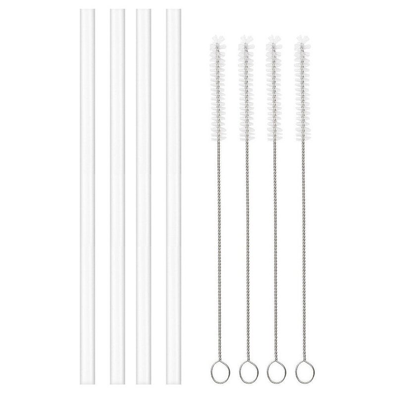 Flaskars 4-Pack Replacement Straws for Hydro Flask Wide Mouth Bottle Hydroflask Straw Lid, 4 BPA-FREE Straws and 4 Straw Cleaning Brushes - Image 1
