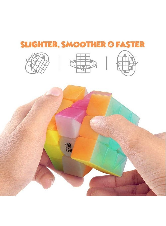 دي- فانتيكس مكعبات السرعة كيو واي من دي-فانتيكس واريور دبليو 3×3، مكعبات سحرية جيلي 3×3×3، ألغاز شفافة بألوان باستيل - Image 4