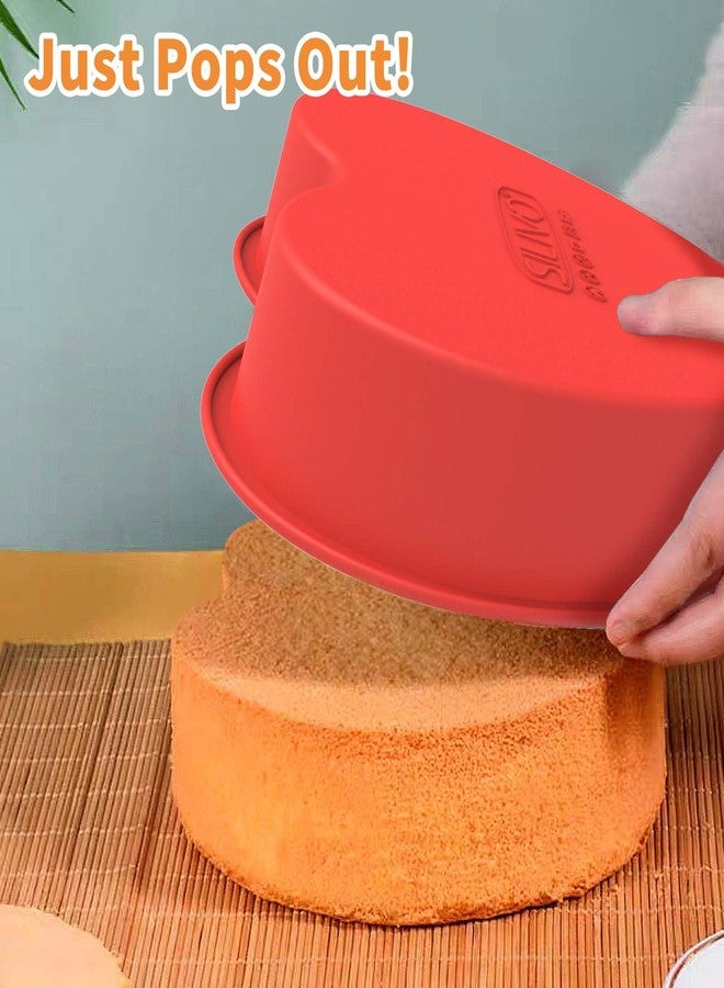 SILIVO Silicone Heart Shaped Cake Pans (3 Pack) - 8 Inch Nonstick Heart Cake Mold, Heart Shaped Baking Pans for Cakes and Brownies - Image 2