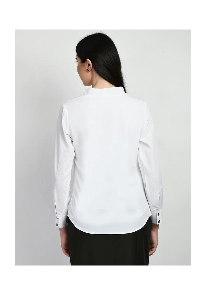 Exude White Front Tie Up Formal Top for Women - Image 3