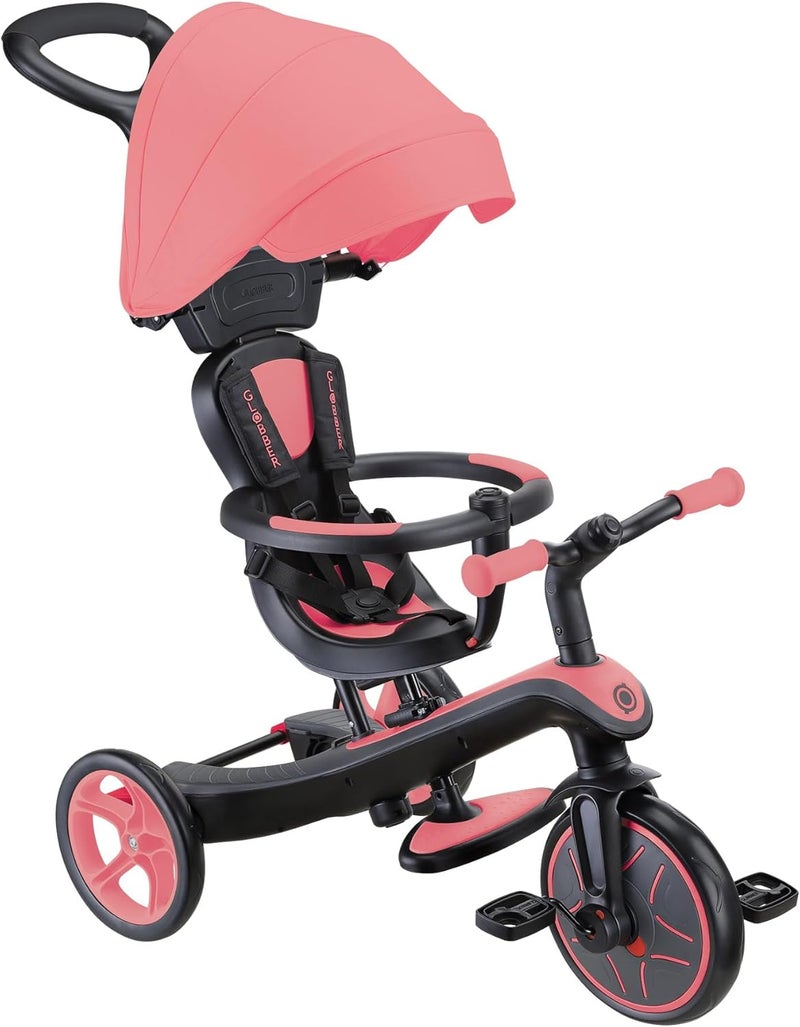 Globber 4 in 1 Explorer Tricycle - Evolutive and Balance Bike for Toddlers - Pastel Pink - Image 2