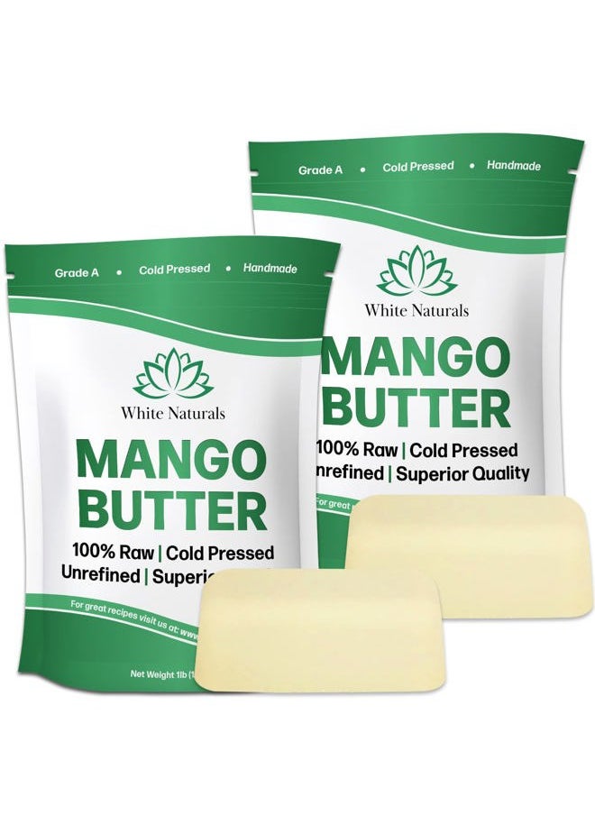 Goldfinger Unrefined Organic Mango Butter 2 lb (Each In 1lb Bags) Raw, Natural, Pure, Use Alone or in DIY Whipped Body Butters, Soap base, Lotions, Lip Balms, Hair Masks  - Image 1