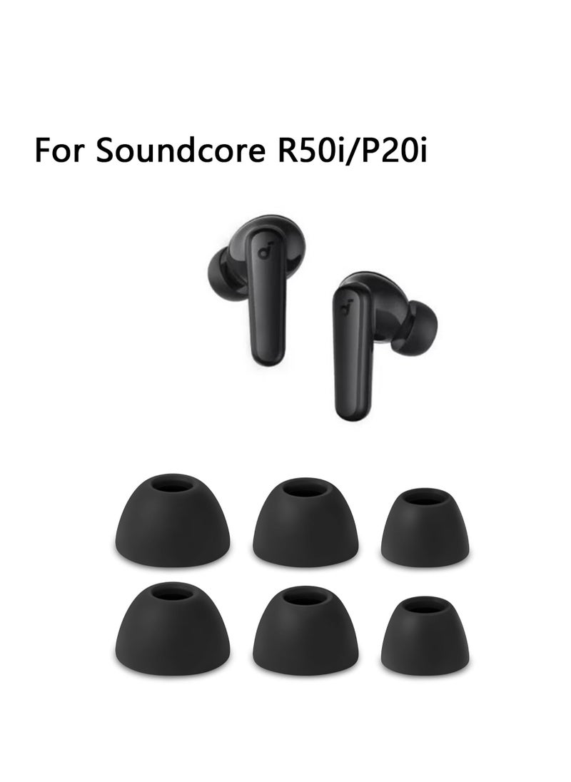 Generic 3pairs Ear Tips for Soundcore R50i/P20i Silicone Earbuds Replacement for Earbuds S/M/L-Black  - Image 1