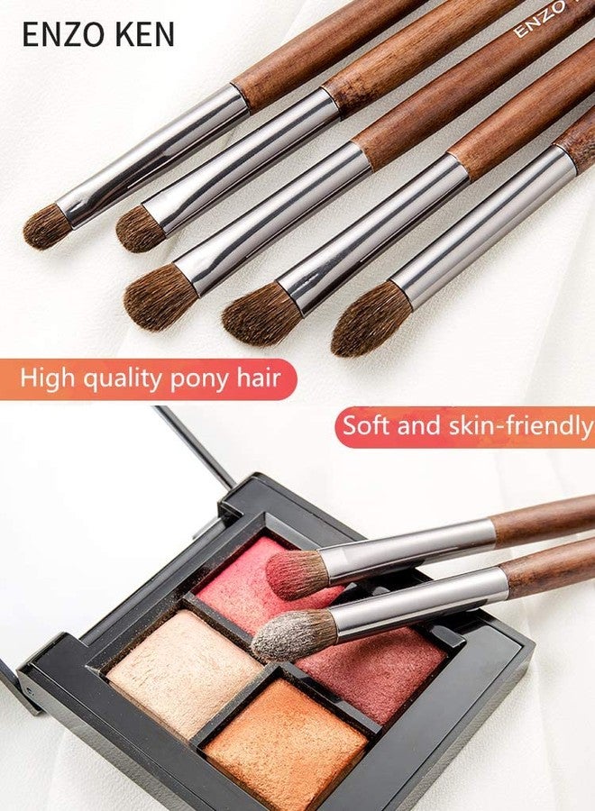 ENZO KEN Natural Pony Hair Eye Shadow Brush Set, Small Eyeshadow Brushes Set, Eye Makeup Brushes Set Professional, Small Nose Contour Brush, Angled Eyeshadow Brush, Eyeshadow Blending Brushes - Image 2