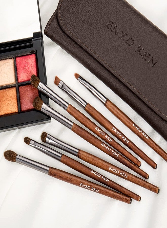 ENZO KEN Natural Pony Hair Eye Shadow Brush Set, Small Eyeshadow Brushes Set, Eye Makeup Brushes Set Professional, Small Nose Contour Brush, Angled Eyeshadow Brush, Eyeshadow Blending Brushes - Image 4