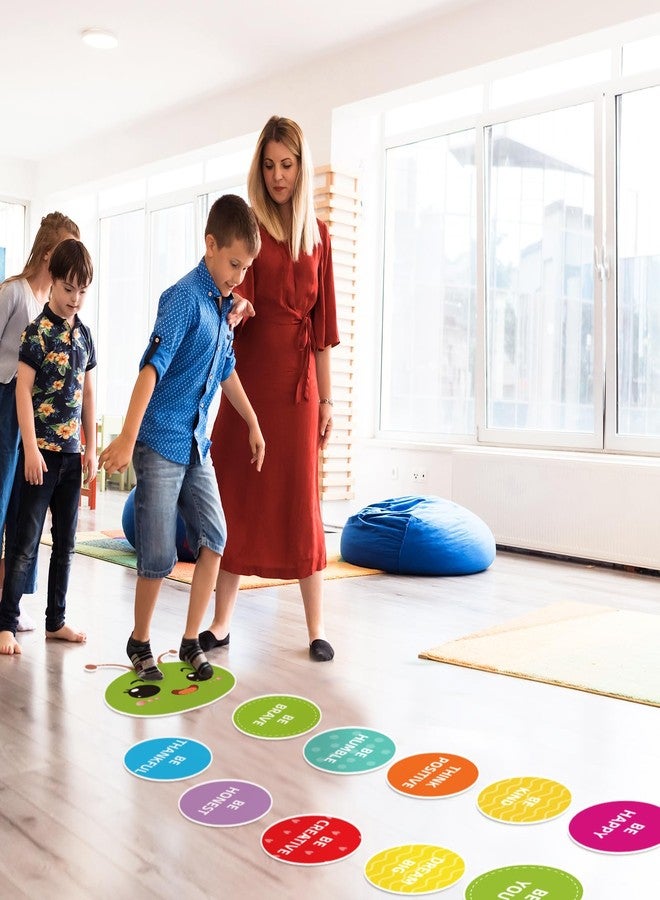 MotiMind 11 Sheets Classroom Floor Decals Caterpillar Hopscotch Stickers for Kids Inspirational Quotes Wall Decals Motivational Self Adhesive Stickers for Kindergarten Nursery Back to School Decor - Image 3