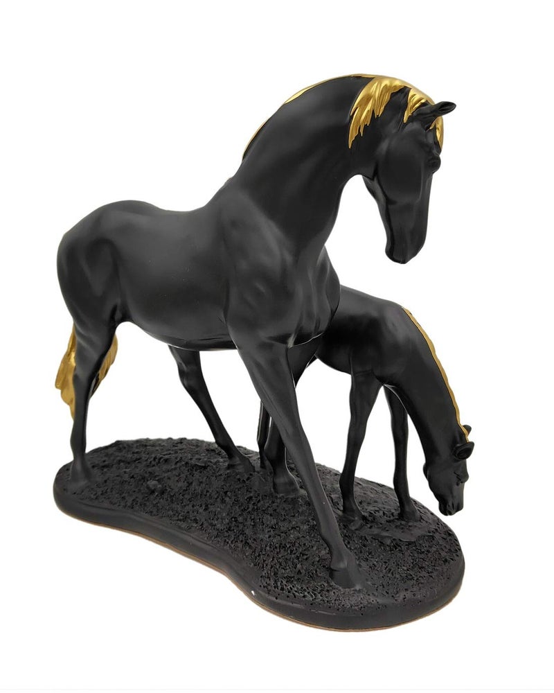 Whitecloud TRANSFORMING HOMES Whitecloud TRANSFORMING HOMES Gold Plated Horse Statue Showpiece Figurine Home Decor Item 2 Horse Per Set 1921B Black  - Image 3