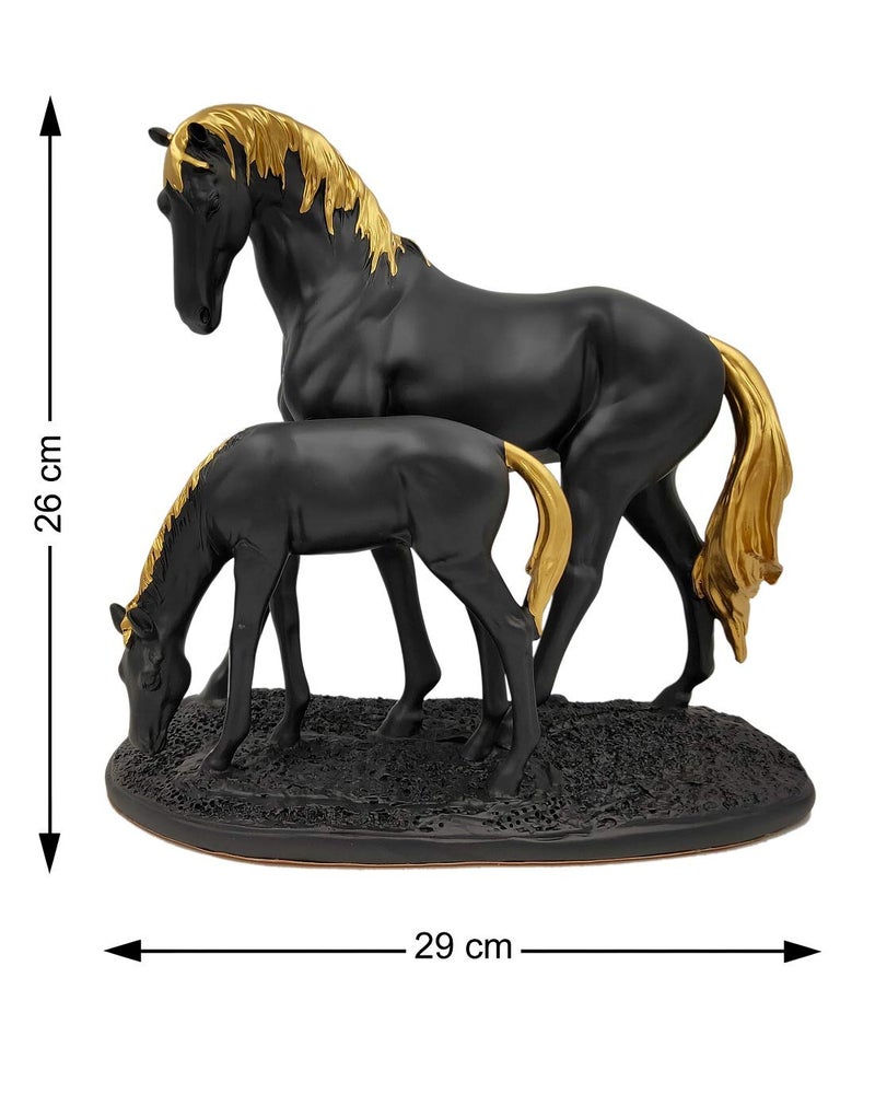 Whitecloud TRANSFORMING HOMES Whitecloud TRANSFORMING HOMES Gold Plated Horse Statue Showpiece Figurine Home Decor Item 2 Horse Per Set 1921B Black  - Image 5