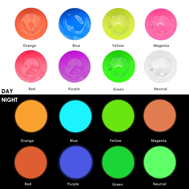 Artecho Glow in the Dark Paint 8 Colors, 20 ml / 0.7 oz Acrylic Paint for Decoration, Supplies for Canvas, Rock, Wood - Image 3