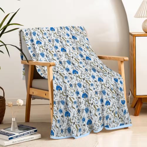 EasyGoods® Pure Cotton Jaipuri Dohar for Single Bed | 100% Cotton Reversible AC Blanket with Floral Print | Soft & Lightweight Comforter | All-Season Use | (Dohar_Single_04) - Image 1