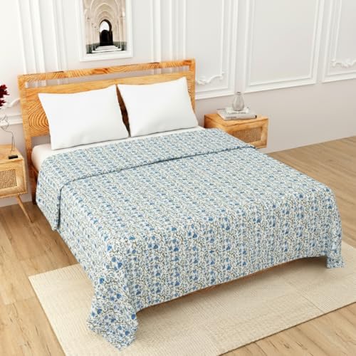 EasyGoods® Pure Cotton Jaipuri Dohar for Single Bed | 100% Cotton Reversible AC Blanket with Floral Print | Soft & Lightweight Comforter | All-Season Use | (Dohar_Single_04) - Image 2
