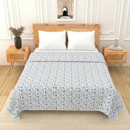 EasyGoods® Pure Cotton Jaipuri Dohar for Single Bed | 100% Cotton Reversible AC Blanket with Floral Print | Soft & Lightweight Comforter | All-Season Use | (Dohar_Single_04) - Image 3