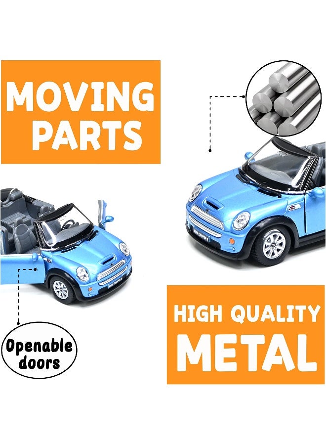 Kinsmart 1:36 Scale Door Openable Pull Back Action Mini Cooper S Convertible Diecast Metal Alloy Toy Car - Image 4