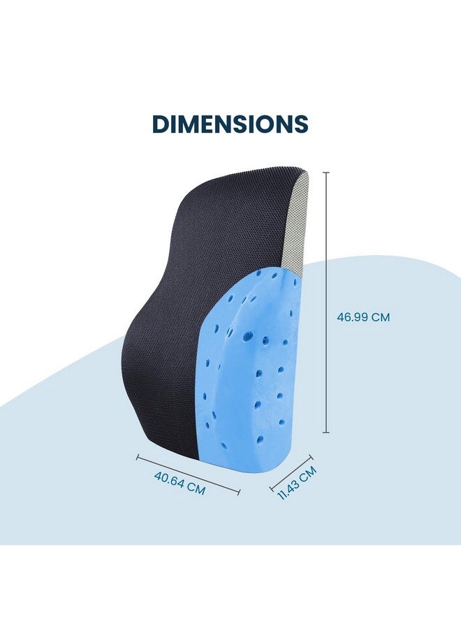 Sleepsia دعم الظهر Sleepsia لكرسي المكتب | ضمان لمدة 1 سنة | دعم القطن لكرسي المكتب، دعم الظهر لمقعد السيارة، وسادة من الذاكرة، مسند الظهر لتخفيف آلام الظهر (أسود/رمادي، تهوية هلامية) - Image 2