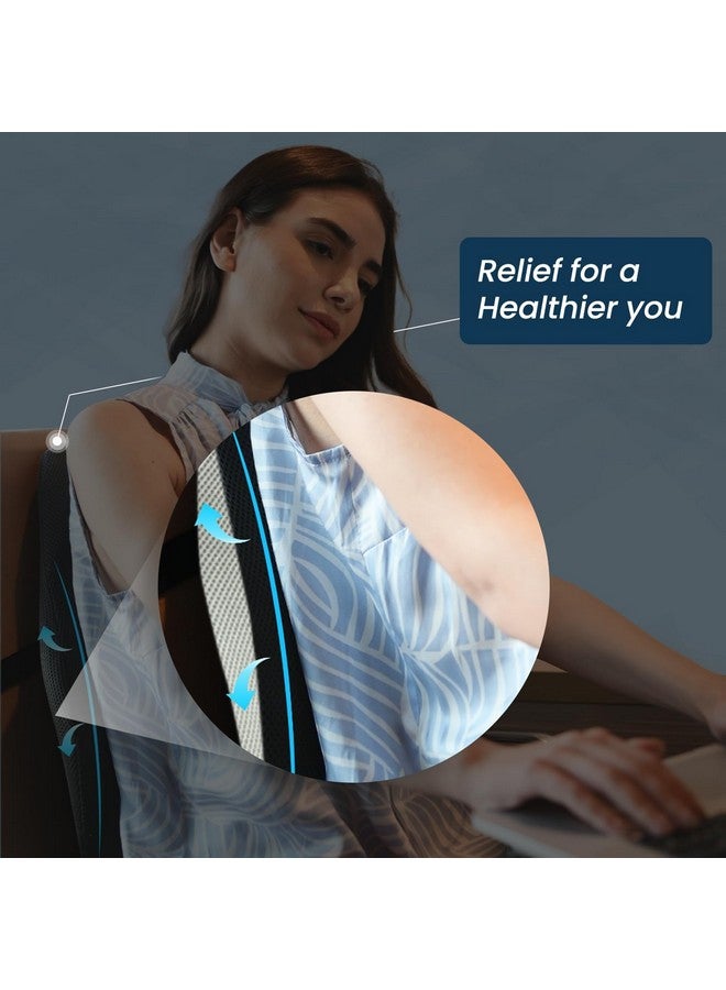 Sleepsia دعم الظهر Sleepsia لكرسي المكتب | ضمان لمدة 1 سنة | دعم القطن لكرسي المكتب، دعم الظهر لمقعد السيارة، وسادة من الذاكرة، مسند الظهر لتخفيف آلام الظهر (أسود/رمادي، تهوية هلامية) - Image 5