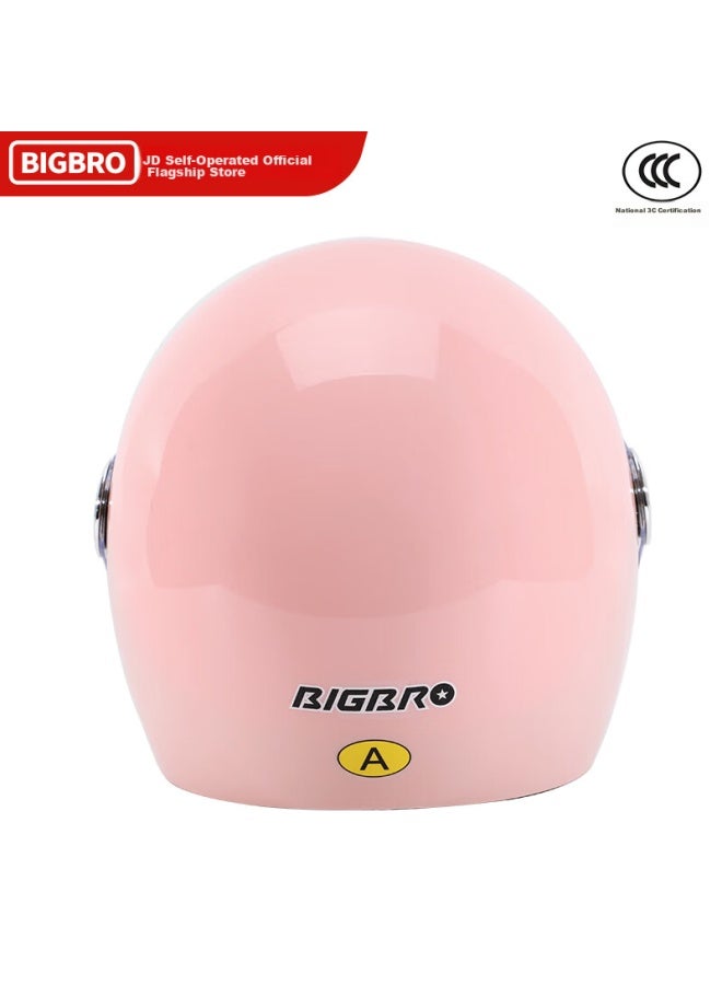 Bigbro Ky163 3c Motorcycle Helmet, Winter Warmth, For Men And Women, Electric Scooter, All-season Universal Half Helmet, Light Pink, One Size Fits All - Image 4