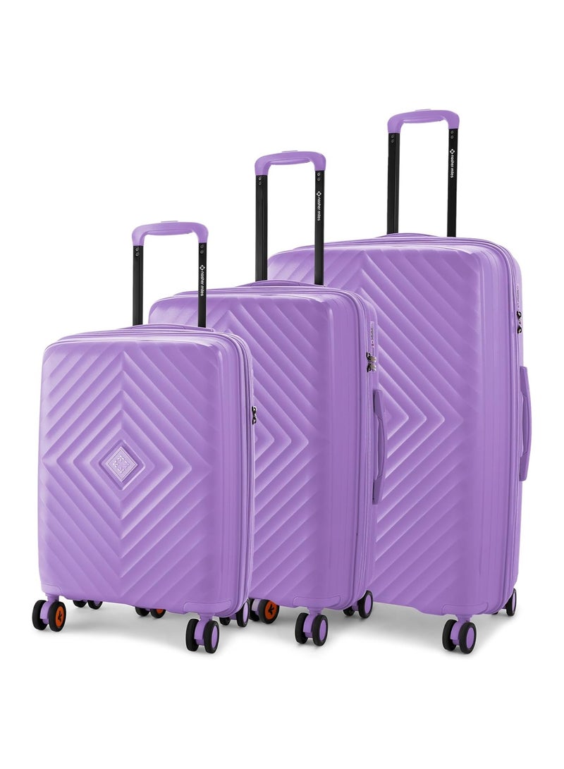 nasher miles Nasher Miles Antwerp Hard-Sided Polypropylene Luggage Set of 3 | 55cm, 65cm & 75cm | TSA Lock 8 Wheels & Expander Small, Medium & Large Trolley Bag for Travel | Suitcase (Pastel Purple)  - Image 1