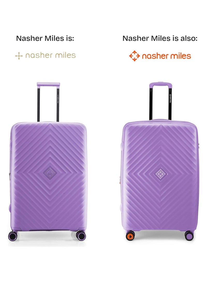 nasher miles Nasher Miles Antwerp Hard-Sided Polypropylene Luggage Set of 3 | 55cm, 65cm & 75cm | TSA Lock 8 Wheels & Expander Small, Medium & Large Trolley Bag for Travel | Suitcase (Pastel Purple)  - Image 2