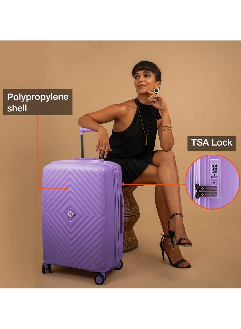 nasher miles Nasher Miles Antwerp Hard-Sided Polypropylene Luggage Set of 3 | 55cm, 65cm & 75cm | TSA Lock 8 Wheels & Expander Small, Medium & Large Trolley Bag for Travel | Suitcase (Pastel Purple)  - Image 3
