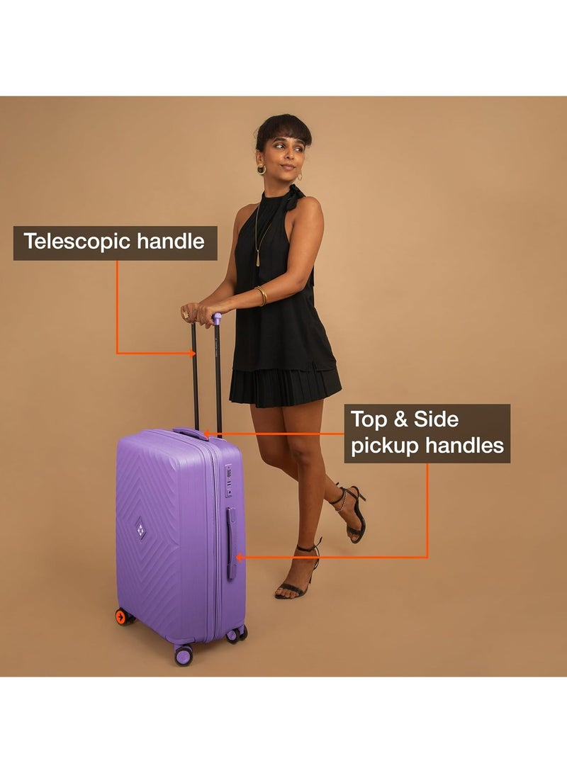nasher miles Nasher Miles Antwerp Hard-Sided Polypropylene Luggage Set of 3 | 55cm, 65cm & 75cm | TSA Lock 8 Wheels & Expander Small, Medium & Large Trolley Bag for Travel | Suitcase (Pastel Purple)  - Image 5