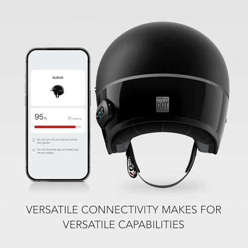 Sena Surge Mesh Intercom Enabled Open Face Smart Motorcycle Helmet (Matte Black/Gloss Black, L) - Image 5