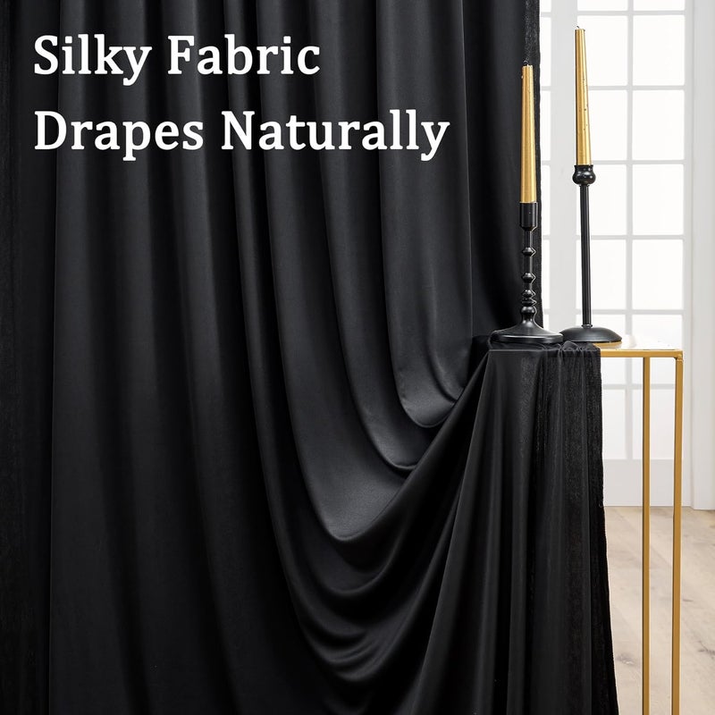 NSSONBEN 30ft x 8ft Wrinkle Free Black Polyester Backdrop Curtains for Parties, 6 Panels, Wedding, Baby Shower, Birthday Party - Image 2
