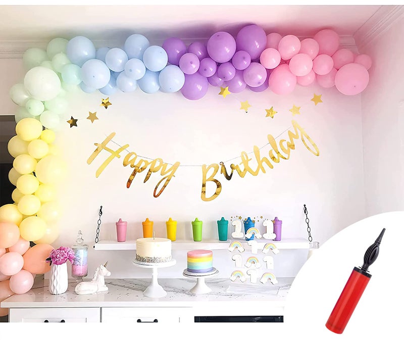 Specialyou.In Pastel Rainbow Birthday Decoration Items For Kids Includes Multicolor Pastel Balloons With Happy Birthday Banner And Balloon Pump For Birthday Decor-54 Items - Rubber, 54 Pcs - Image 1