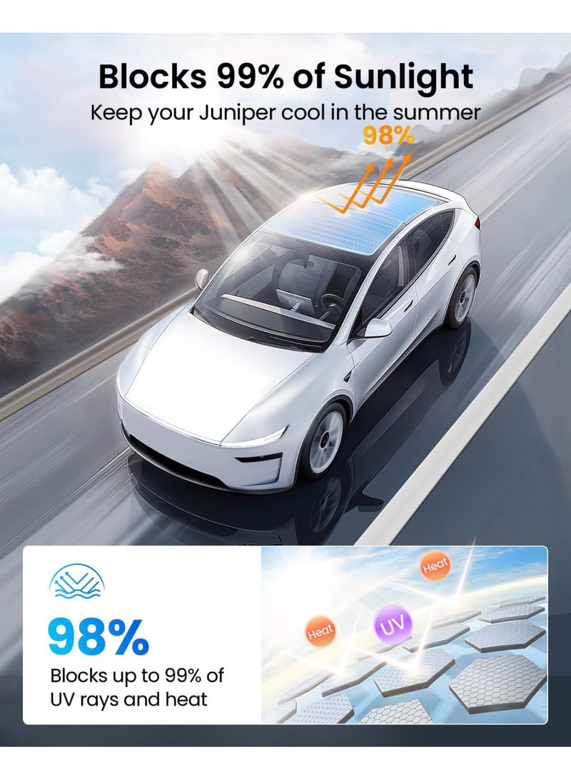 2025 Upgrade Tesla Model Y New (Juniper) Sunshade Roof [No Gaps, No-Sagging] Tesla Y Accessories Heat Insulation Foldable Glass Sunroof Cover for Model Y Juniper 2025-2026, 2PCS, Black - Image 4