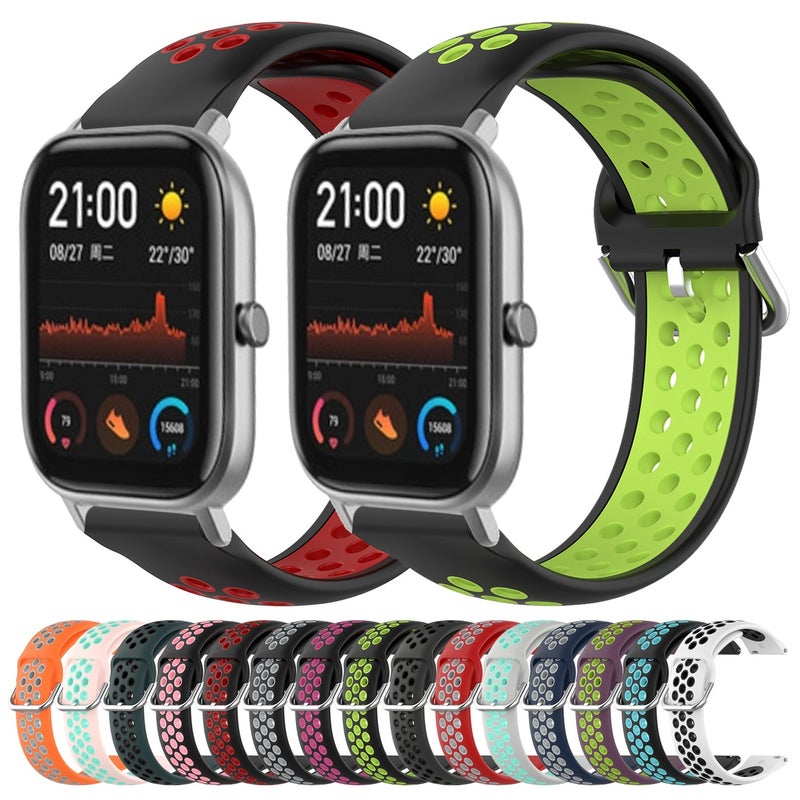إيروريكس سوار ساعة Amazfit Gts الرياضي المثقب والقابل للتنفس مقاس 20 مم من السيليكون (أبيض + أسود) - Image 3