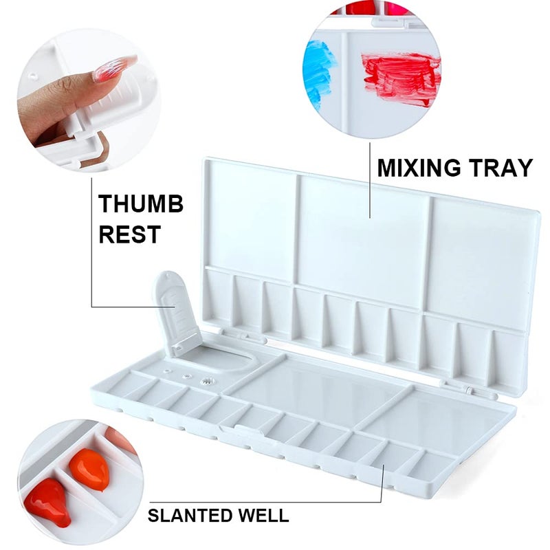 Transon 25wells Compact Paint Palette Box with Lid for Paint Color Mixing - Image 3
