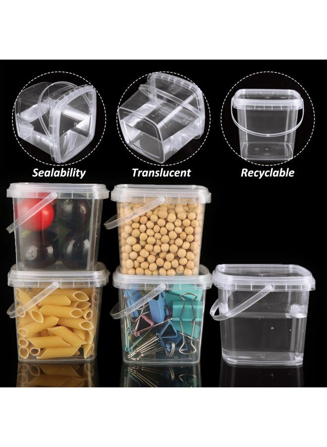 ZOFORTY 50PCS 10 oz Slime Containers with Lids and Handles, Plastic 300ml Storage Bucket Containers, Clear Empty Slime Buckets for Slime DIY Slime, Art Craft, Pigment, Small Tools, Part Material - Image 3
