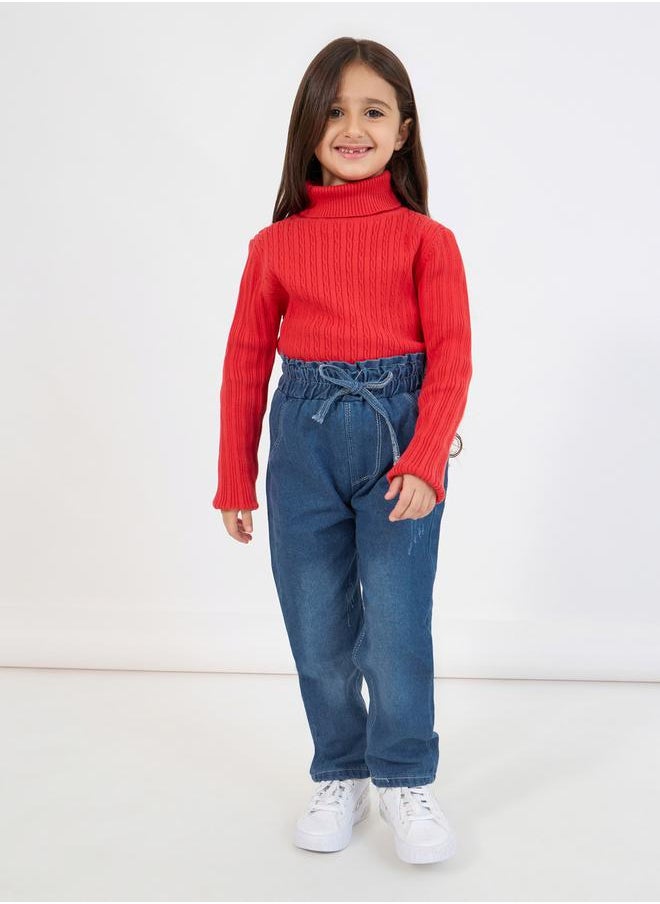 Styli - Wash Tapered High Rise Jeans with Pockets - Image 1