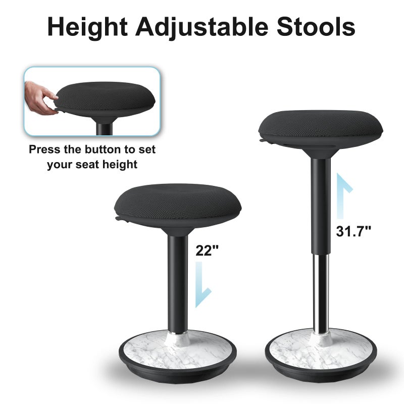 ERGO COLLECT Wobble Stool - Adjustable Height Standing Desk Chair,Sit Stand Stool with 360-Degree Non-Slip Base & Upgraded Non-Rotating Lift,for Home,Office and Classroom(Faux Marble) - Image 2