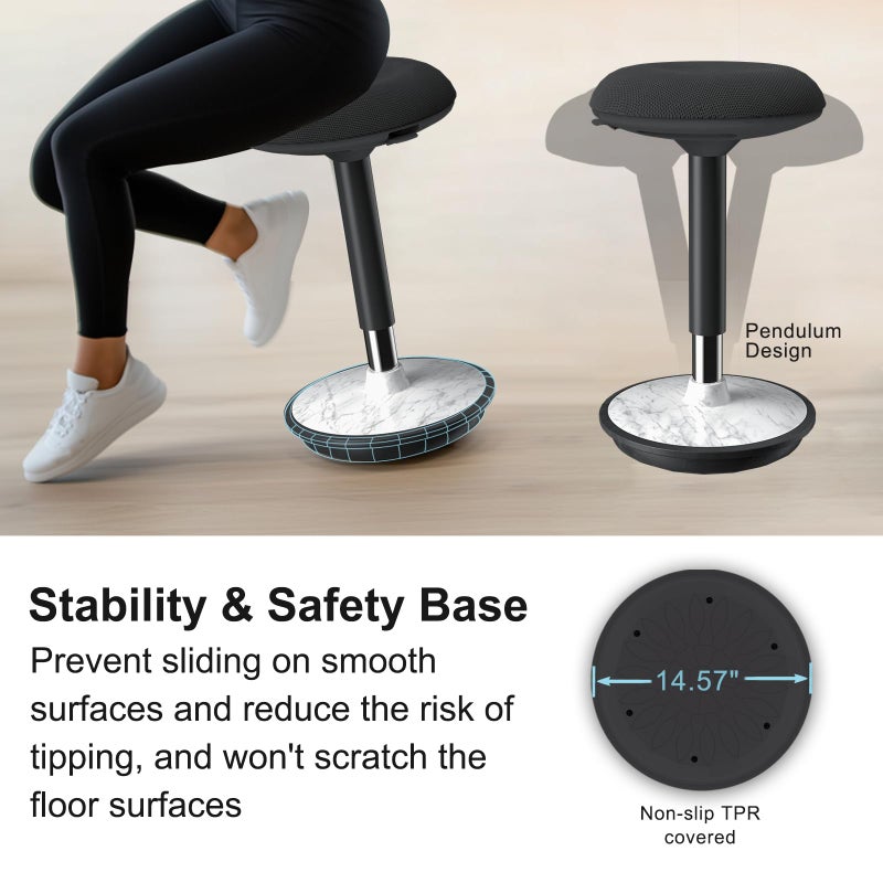 ERGO COLLECT Wobble Stool - Adjustable Height Standing Desk Chair,Sit Stand Stool with 360-Degree Non-Slip Base & Upgraded Non-Rotating Lift,for Home,Office and Classroom(Faux Marble) - Image 5