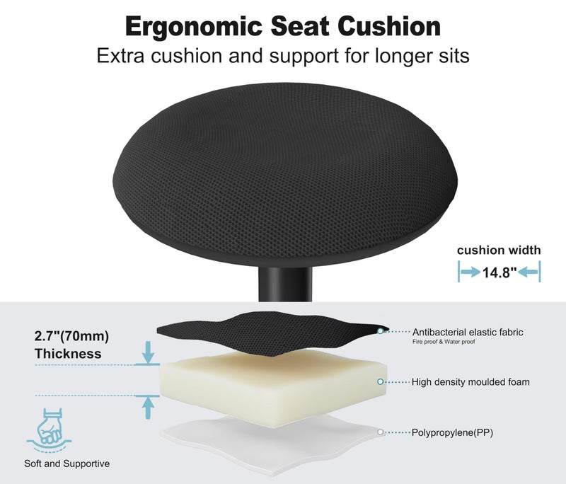 ERGO COLLECT Wobble Stool - Adjustable Height Standing Desk Chair,Sit Stand Stool with 360-Degree Non-Slip Base & Upgraded Non-Rotating Lift,for Home,Office and Classroom(Faux Marble) - Image 3