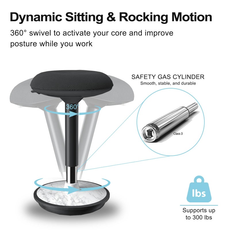 ERGO COLLECT Wobble Stool - Adjustable Height Standing Desk Chair,Sit Stand Stool with 360-Degree Non-Slip Base & Upgraded Non-Rotating Lift,for Home,Office and Classroom(Faux Marble) - Image 4