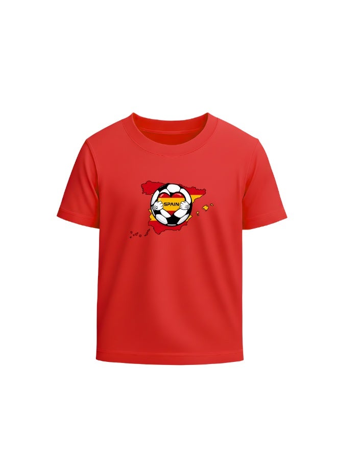 PRINTSHOP4ME Spain Unisex Adult T-Shirt - Short Sleeve Round Neck Cotton Tshirt for Men and Women - Soft and Comfortable - Gift for Football Fans - Image 1
