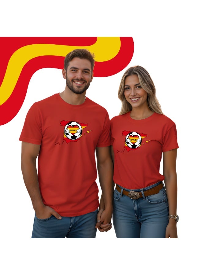 PRINTSHOP4ME Spain Unisex Adult T-Shirt - Short Sleeve Round Neck Cotton Tshirt for Men and Women - Soft and Comfortable - Gift for Football Fans - Image 2